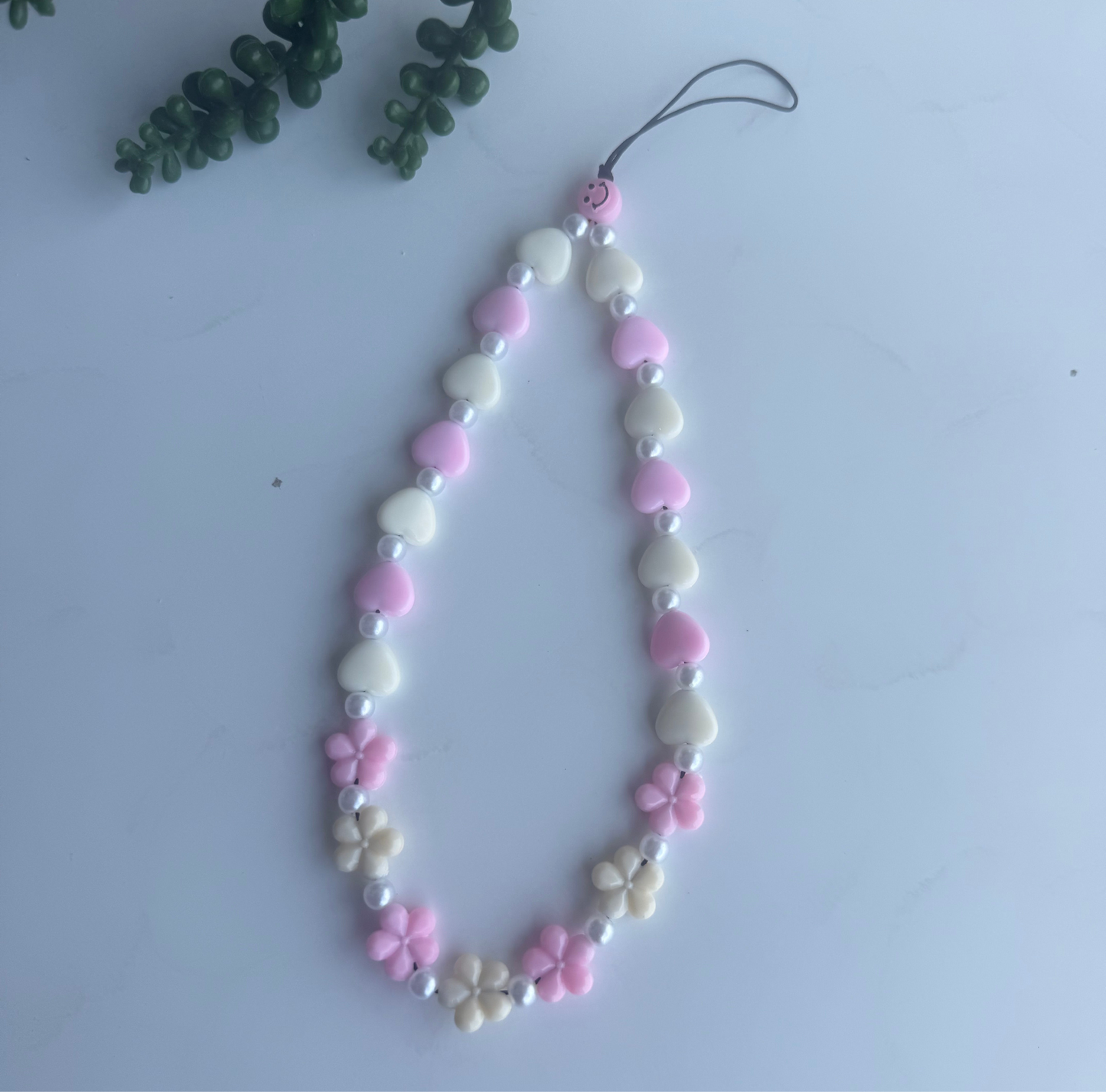 Flowers and Heart Phone Charm