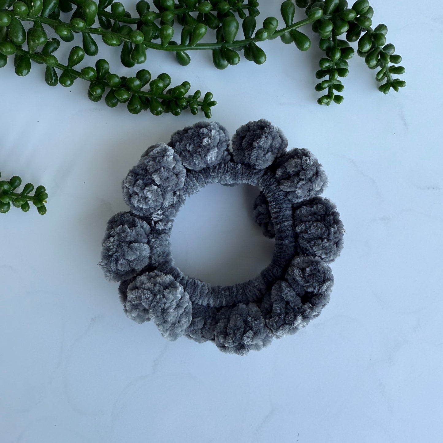 Handmade Grey Crochet Scrunchie