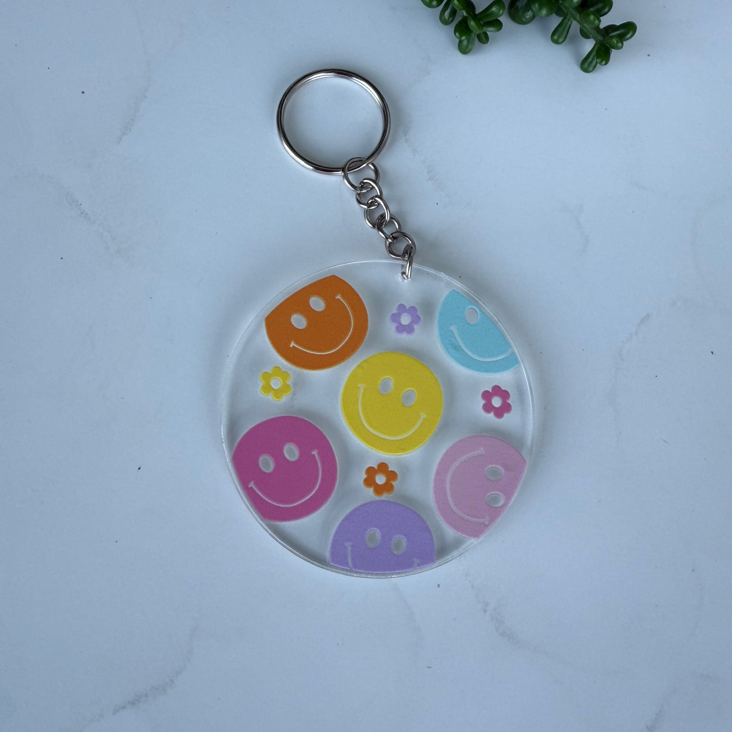 Retro Happy Keychain