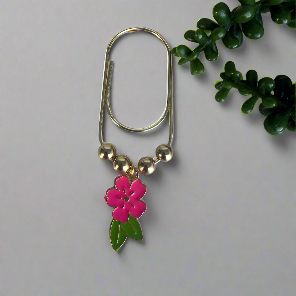 Pink Flower Paper Clip