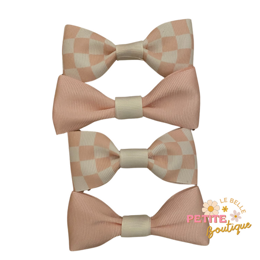 Checked Pink Bow Set