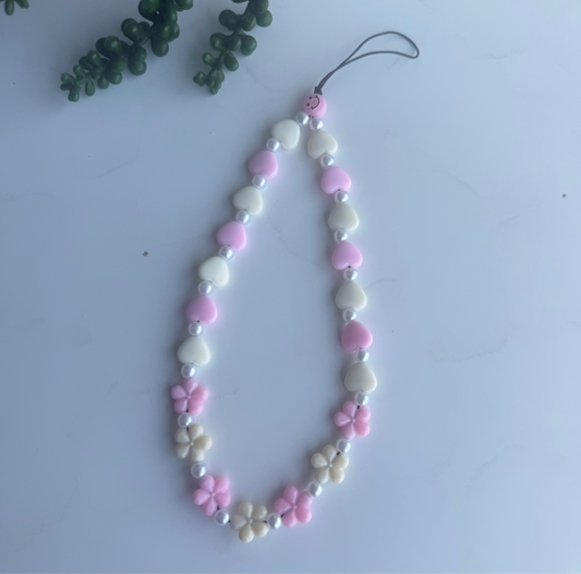 Flowers and Heart Phone Charm