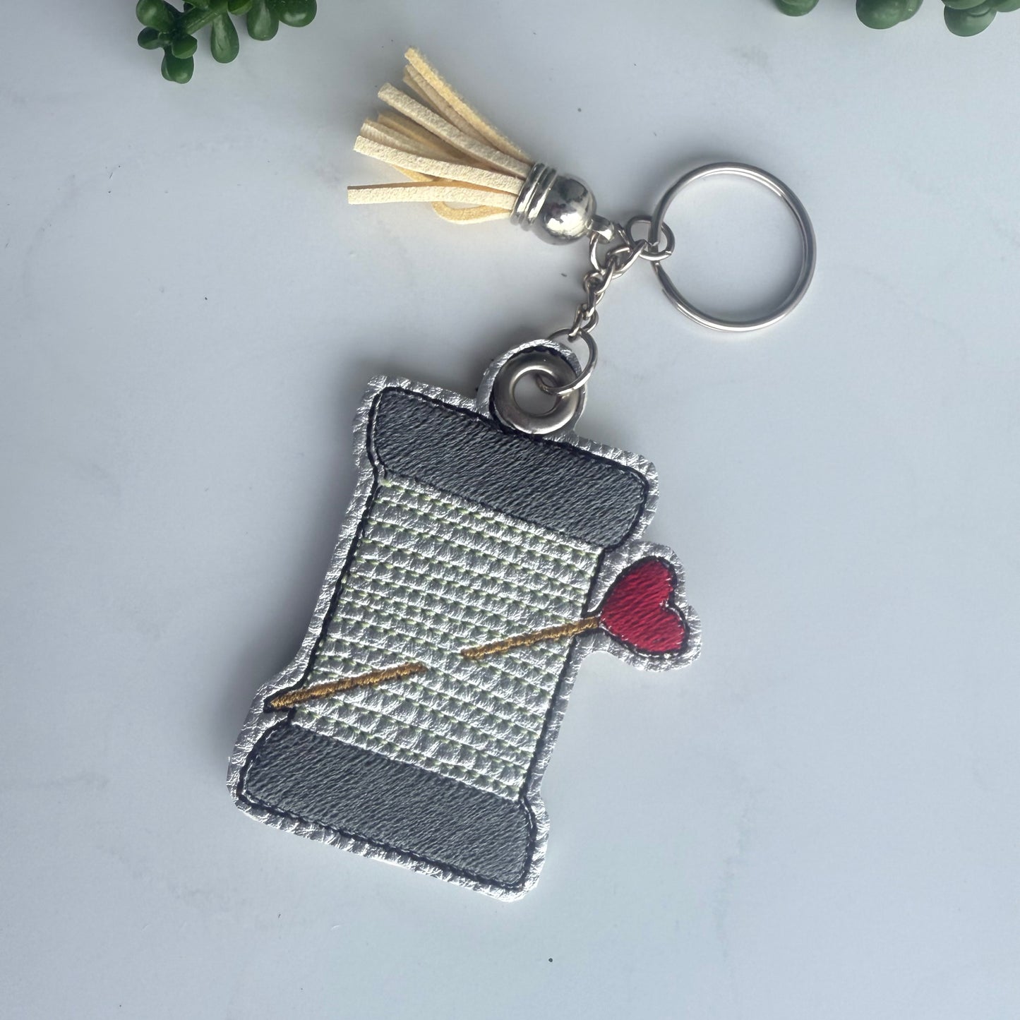 Embroidered Thread 🧵 Keychain (Handmade)