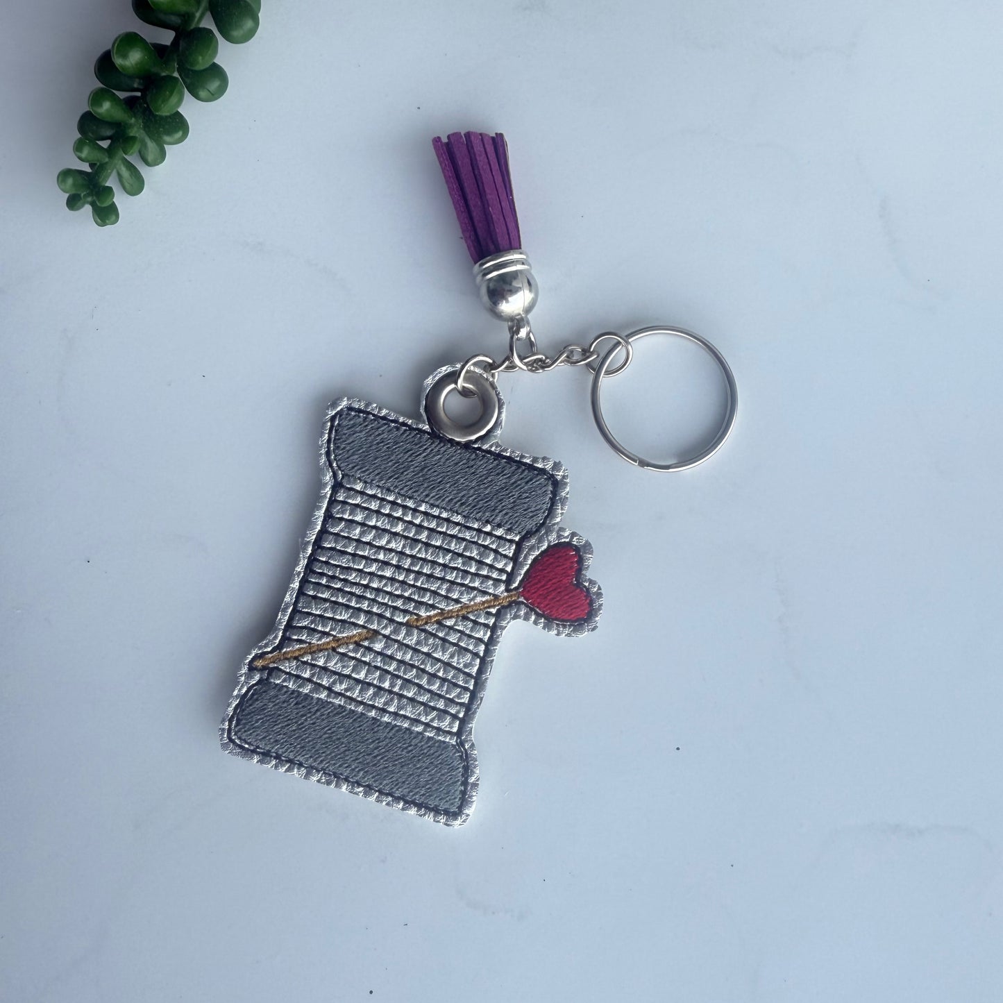Embroidered Thread 🧵 Keychain (Handmade)