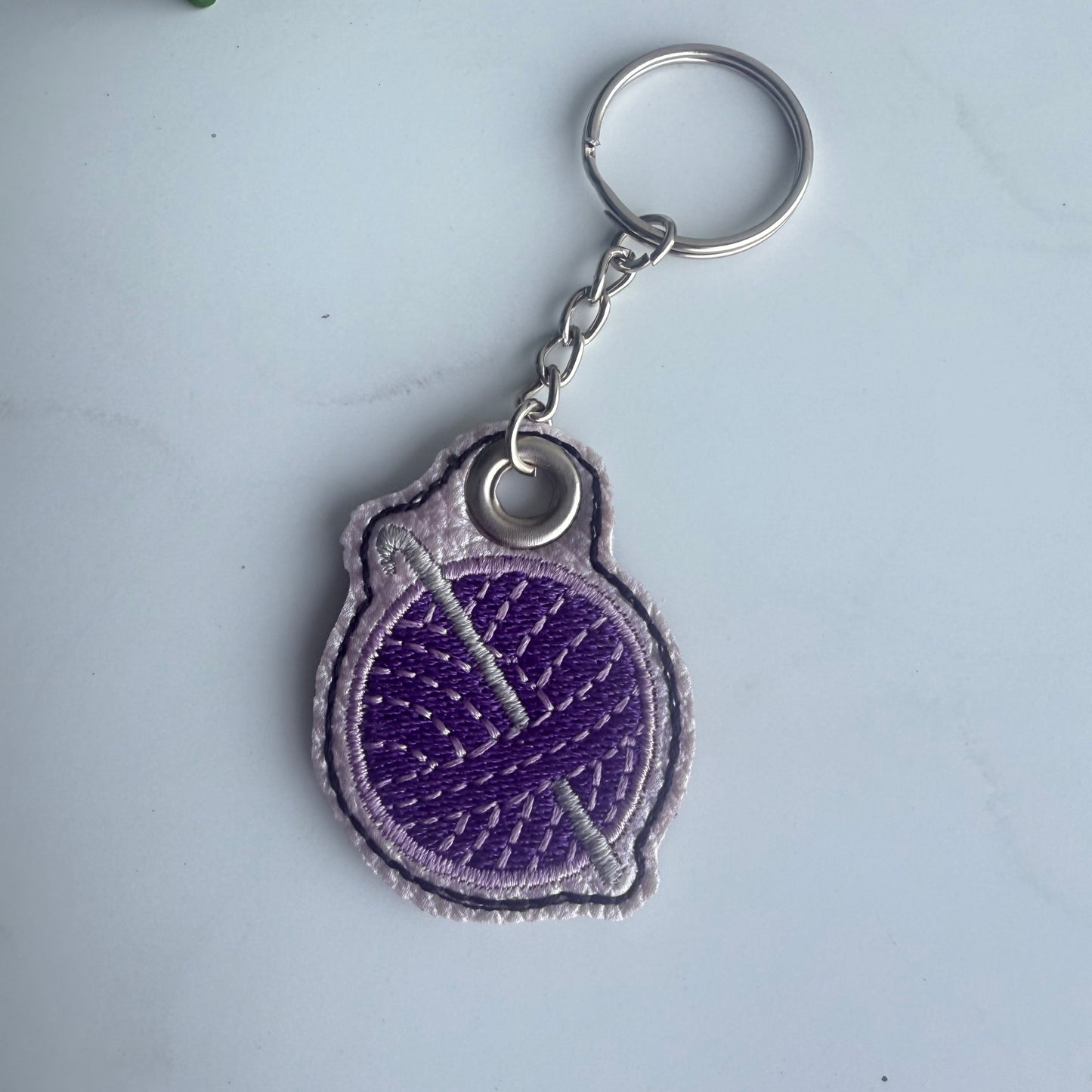 Embroidered Yarn Ball Keychain (Handmade)