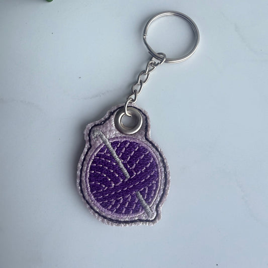 Embroidered Yarn Ball Keychain (Handmade)