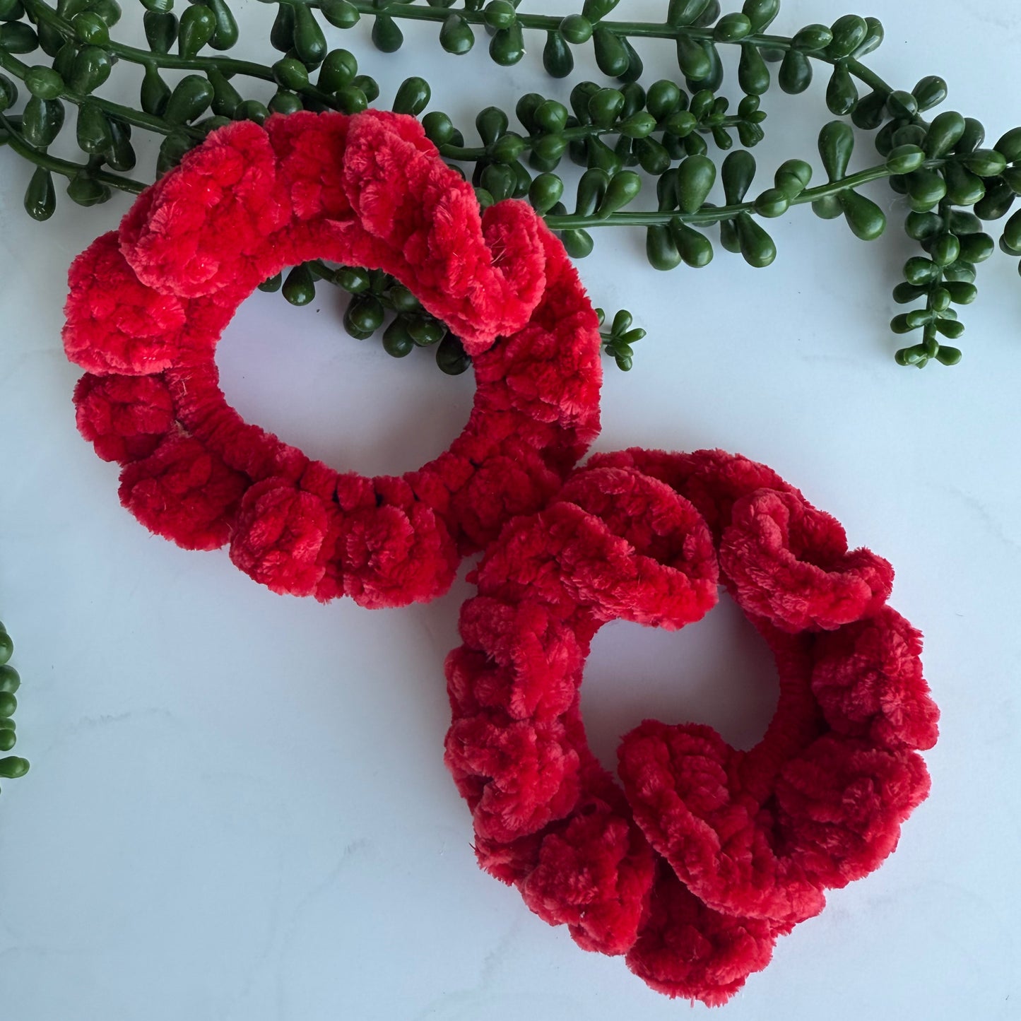 Handmade Red Crochet Scrunchie
