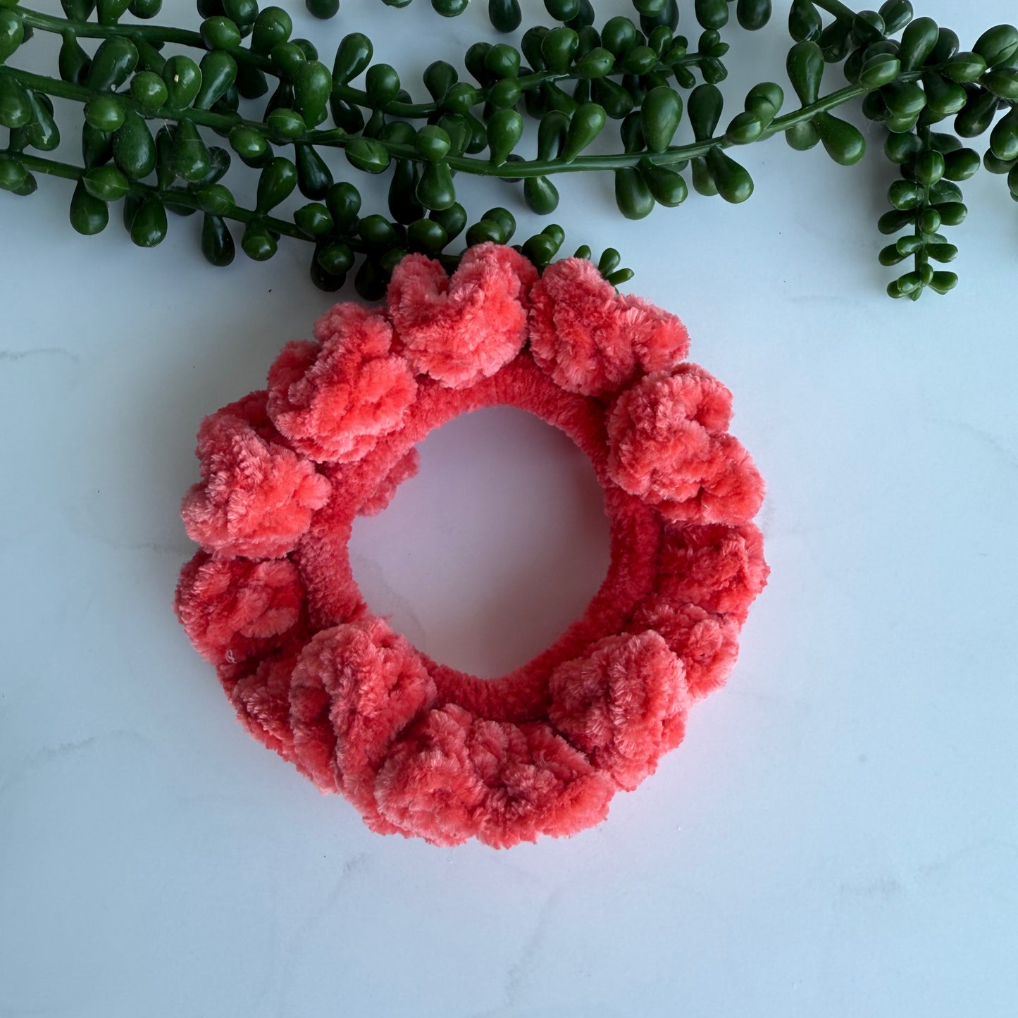 Handmade Coral Crochet Scrunchie