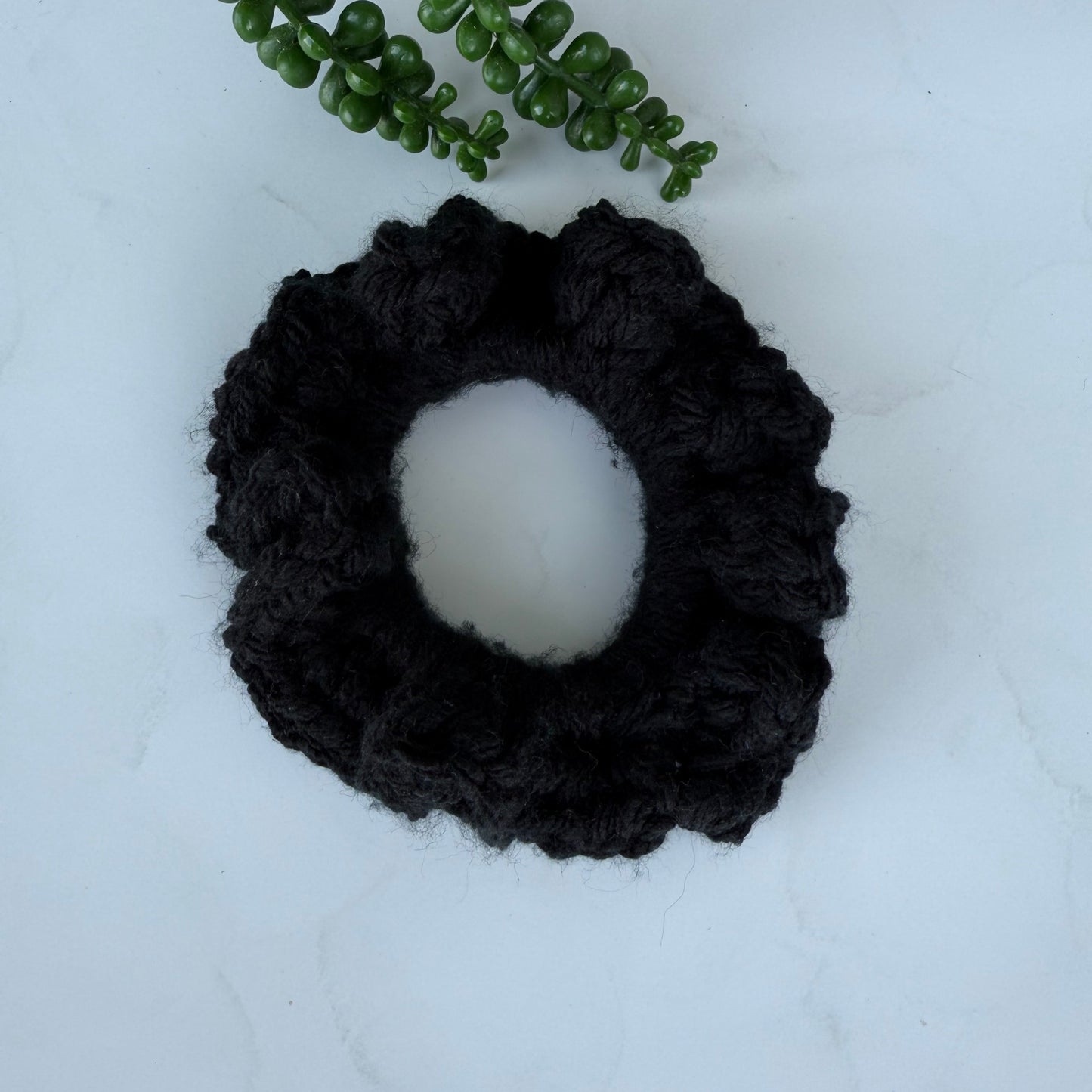 Handmade Black Cotton Crochet Scrunchie