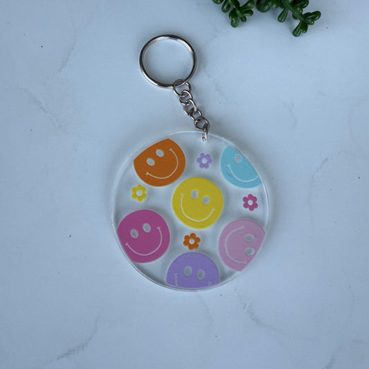 Retro Happy Keychain